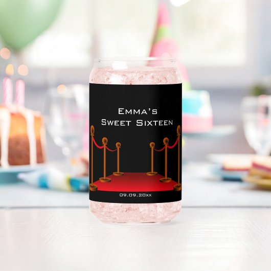 Chique Zwart & Rode Tapijt Zoet 16e Verjaardagsfee Blikvorm Glas (Insitu (Verjaardag))