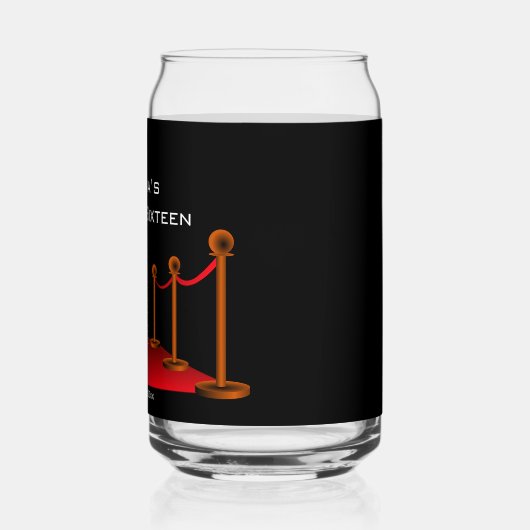 Chique Zwart & Rode Tapijt Zoet 16e Verjaardagsfee Blikvorm Glas (Links)