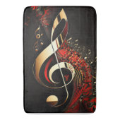Chique Zwart Rood en Goud Treble Clef Note Badmat (Voorkant Verticaal)