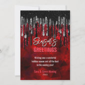 Chique zwart rood glitter druppels Kerstmis nieuwj (Voorkant)