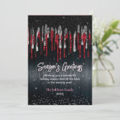 Chique zwart rood glitter druppels Kerstmis Nieuwj (Staand voorkant)