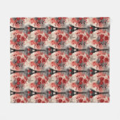 Chique zwart & rood rozen Eiffeltoren Parijs Frans Fleece Deken (Voorkant (Horizontaal))