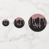 Chique Zwart Roos Goud Glitter Drips Verjaardag Confetti (Voorkanten)