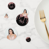 Chique Zwart Roos Goud Glitter Drips Verjaardag Confetti (Groep)