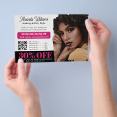 Chique Zwart Roze Beauty Salon Promo Korting Flyer (Hand)