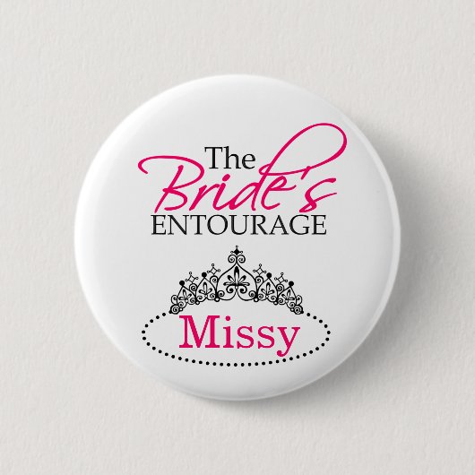 Chique zwart roze de entourage bruidsfeest van de ronde button 5,7 cm (Voorkant)
