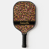 Chique Zwart Roze Goud Luipaardprint Persoonlijk Pickleball Paddle (Achterkant)