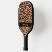 Chique Zwart Roze Goud Luipaardprint Persoonlijk Pickleball Paddle (Links)