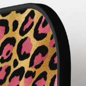 Chique Zwart Roze Goud Luipaardprint Persoonlijk Pickleball Paddle (Links Detail)