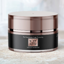 Chique zwart & roze gouden bodybutterpotlabel