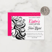 Chique Zwart Roze Haar Stylist Graduation Party Sc Notitiekaartje (Voorkant / Achterkant in situ)