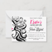 Chique Zwart Roze Haar Stylist Graduation Party Sc Notitiekaartje (Voorkant)