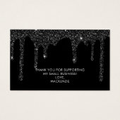 Chique Zwart Sparkle Glitter Drips Monogram Visitekaartje (Achterkant)