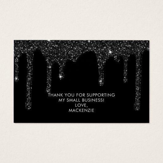 Chique Zwart Sparkle Glitter Drips Monogram Visitekaartje (Achterkant)