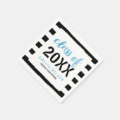 Chique Zwart Strepen Blauw Klasse van 2024 Afstude Servetten (Hoek)