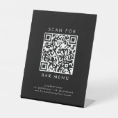 Chique Zwart Typografie Bar Menu QR Code Reclamebord Met Voetstuk (Voorkant)