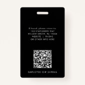 Chique Zwart Typografie Logo QR Code Medewerker ID Badge (Achterkant)