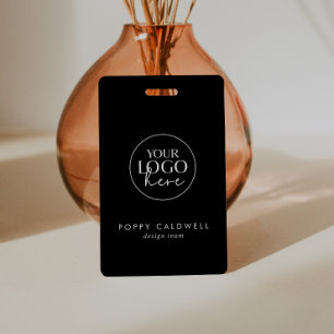 Chique Zwart Typografie Logo QR Code Medewerker ID Badge