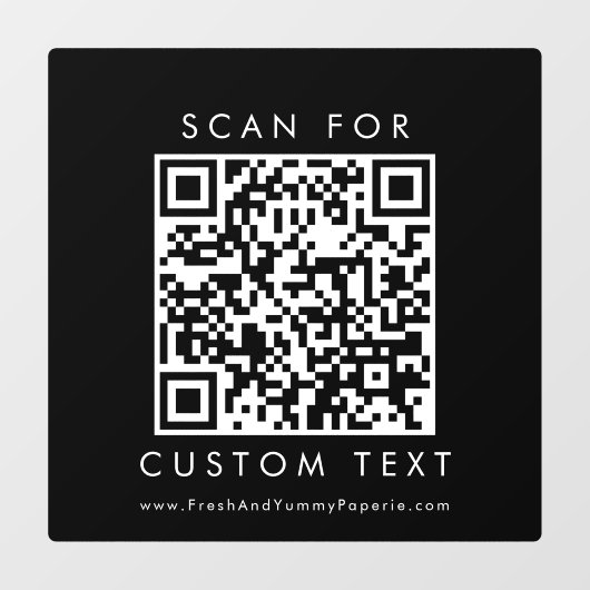 Chique Zwart Typografie Zakelijk Aangepaste QR Cod Raamsticker (Vel)