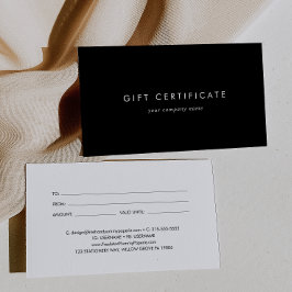 Chique Zwart Typografie Zakelijk Cadeaubon Visitekaartje