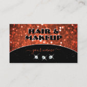 Chique Zwart Vermiljoen Rood Sparkle Glitter Glamo Visitekaartje (Voorkant)