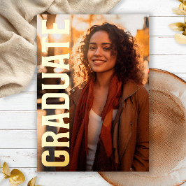 Chique zwart vet gouden folie foto afstudeerfeest folie uitnodiging