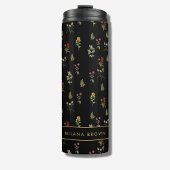 Chique zwart  Wildflower Pattern Thermosbeker