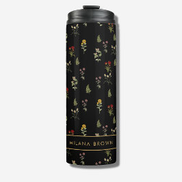 Chique zwart  Wildflower Pattern Thermosbeker