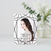 Chique zwart-wit afstudeer bedank foto briefkaart (Staand voorkant)