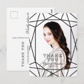 Chique zwart-wit afstudeer bedank foto briefkaart (Voorkant / Achterkant)