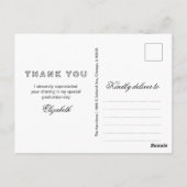 Chique zwart-wit afstudeer bedank foto briefkaart (Achterkant)