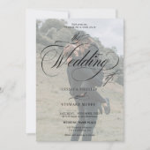 Chique Zwart wit alles in één script foto bruiloft Kaart (Voorkant)
