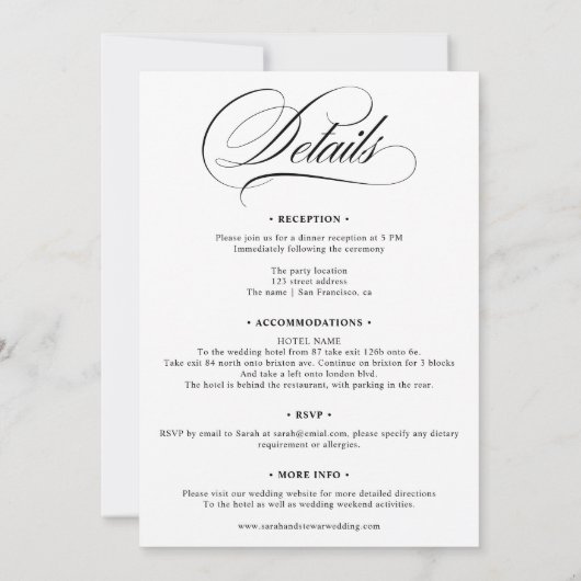 Chique Zwart wit alles in één script foto bruiloft Kaart (Achterkant)