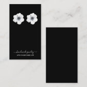 Chique zwart-wit bloem oorbel display visitekaartje (Voorkant / Achterkant)