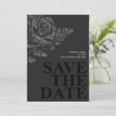 Chique Zwart Wit Bloemen Save the Date Kaart (Staand voorkant)