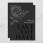 Chique Zwart Wit Bloemen Save the Date Kaart (Voorkant / Achterkant)