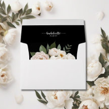 Chique zwart & wit bloemenvrijgezellenfeest