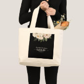 Chique zwart-wit bloemenvrijgezellenfeest grote tote bag (Voorkant (product))