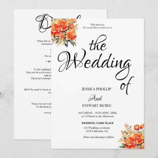 Chique zwart wit bloemig alles in een kalligrafie kaart (Voorkant / Achterkant)