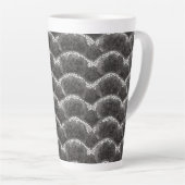 Chique Zwart Wit Bloemmotief Latte Mok (Rechterhoek)