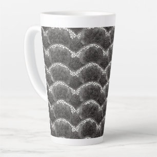 Chique Zwart Wit Bloemmotief Latte Mok