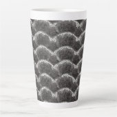 Chique Zwart Wit Bloemmotief Latte Mok (Voorkant)