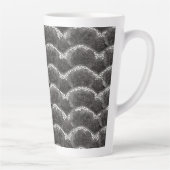 Chique Zwart Wit Bloemmotief Latte Mok (Rechts)