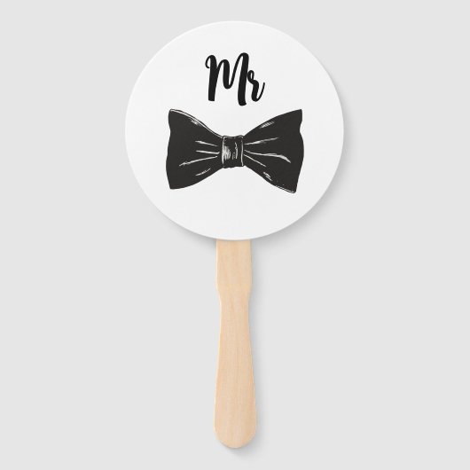 Chique zwart & wit bruid of bruidegom bruiloft spe handwaaier (Achterkant)