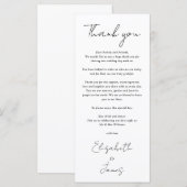 Chique zwart-wit bruiloft dank u plaats kaart (Voorkant / Achterkant)