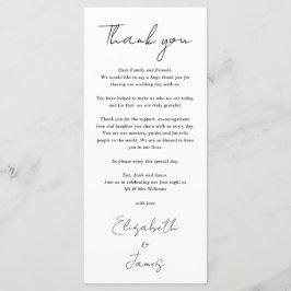 Chique zwart-wit bruiloft dank u plaats kaart