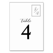 Chique zwart-wit bruiloft tafel nummer kaart (Achterkant)