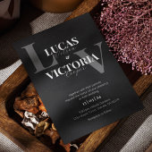 Chique zwart-wit bruiloft uitnodiging