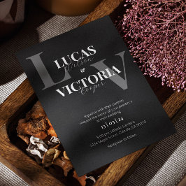 Chique zwart-wit bruiloft uitnodiging