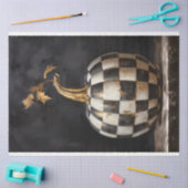 Chique zwart-wit checker pompoen en gouden steel tissuepapier (Craft)